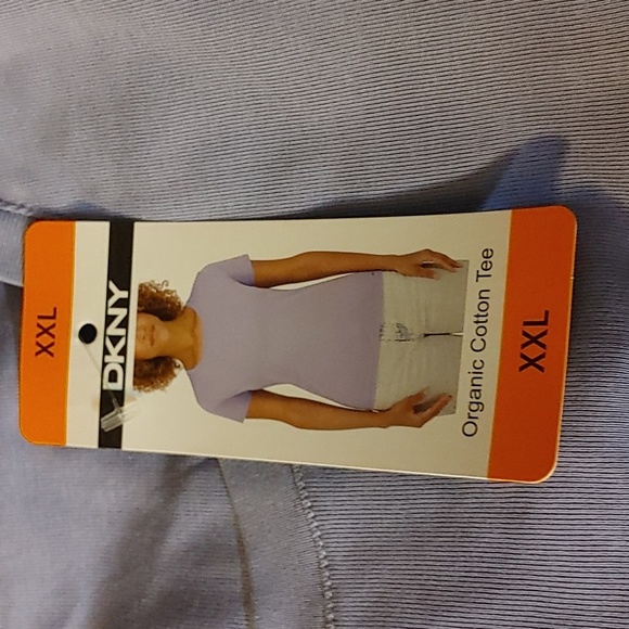 NWT DKNY Women's 100% Organic Cotton Short-Sleeve Crew Neck purple T-Shirt - Picture 5 of 6